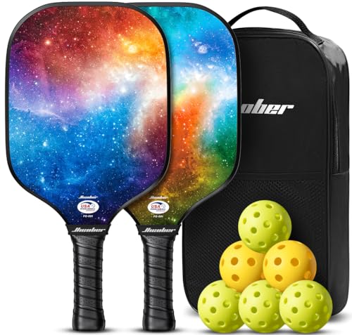 2 Pack Pickleball Paddles Set with 6 Balls