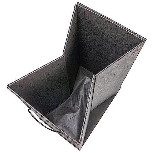 Household Essentials Narrow Collapsible Laundry Hamper with Liner and Lid, Black HE1059