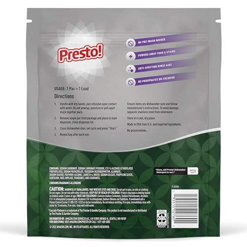 90 Count Presto! Triple Action Dishwasher Pacs