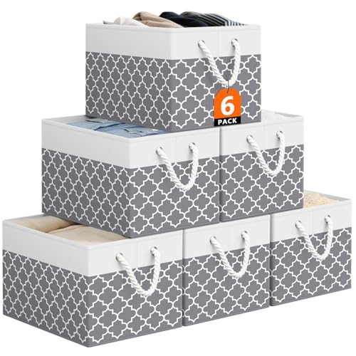 6 Pack Collapsible Fabric Storage Bins with Handles
