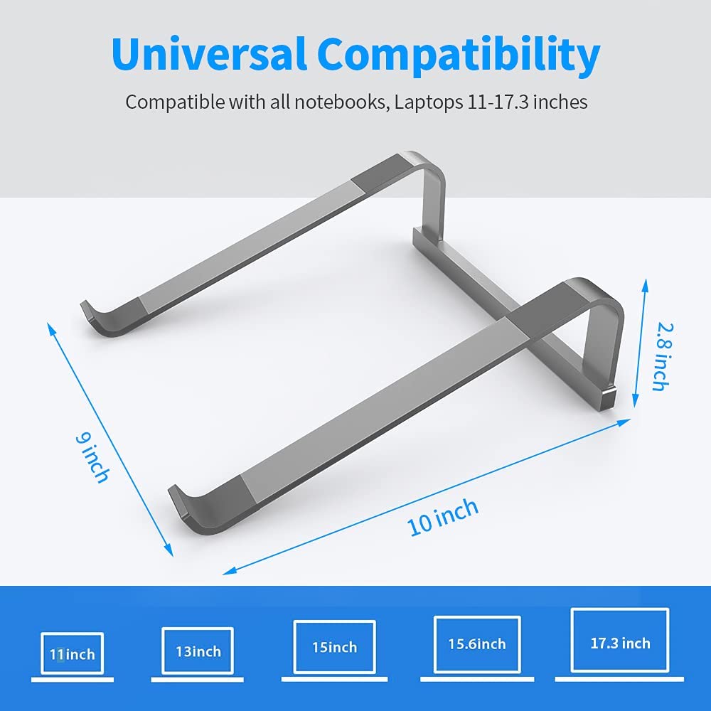 Laptop Stand for Desk,Stable MacBook Pro Stand,Ergonomic Aluminum Computer Riser for 12 13 15 16.2 inch ,Computer Cooling Stand for Mac MacBook Pro Air,HP, Dell, More PC Notebook (Space Gray)
