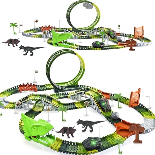286 Piece Dinosaur Race Track Car Playset