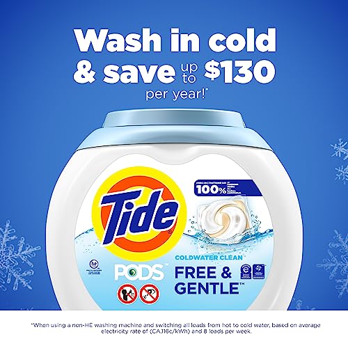 Tide PODS Free and Gentle Laundry Detergent Soap Pacs, 112 Count, Unscented Hypoallergenic Laundry Detergent for Sensitive Skin