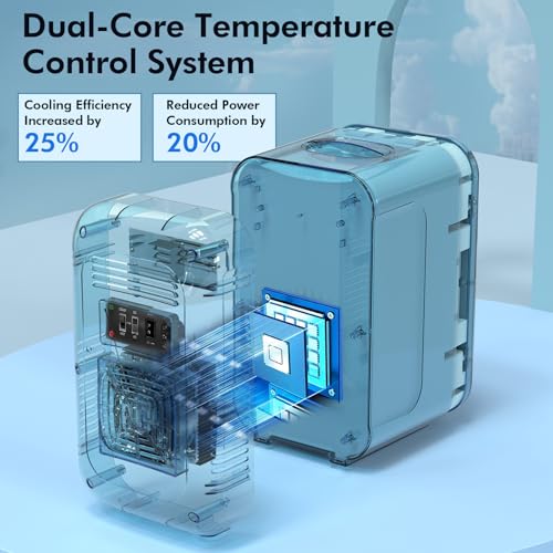 CALEN Mini Fridge with 2 Bottles, 6L/8 Cans Mini Fridge for Bedroom, Skincare Fridge 110V AC/12V DC Small Refrigerator for Food, Beverages, Cosmetics, Portable Mini Refrigerator for Office, Dorm, Car