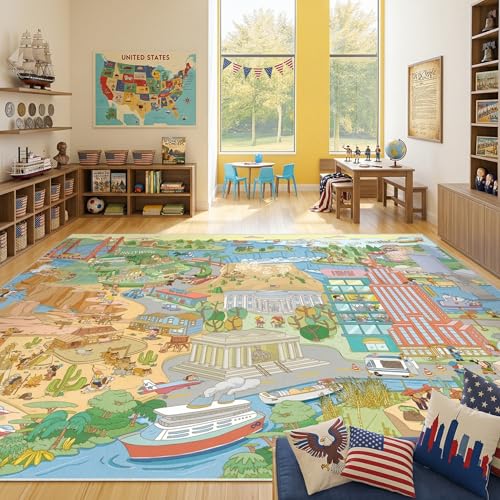 Educational North America Kids Playroom Rug
