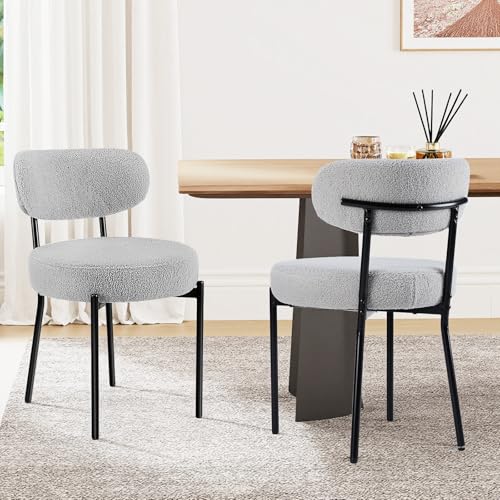 2 Pack Modern Boucle Upholstered Dining Chairs