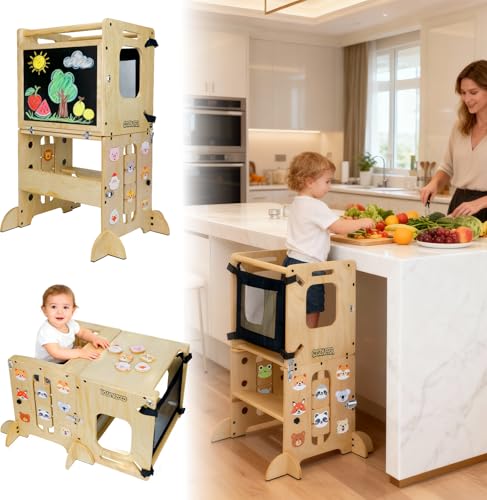 Toddler Kitchen Helper Stool Foldable Wooden Tower