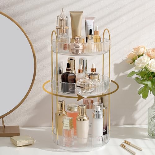 Rotating 3-Tier Makeup and Skincare Organizer