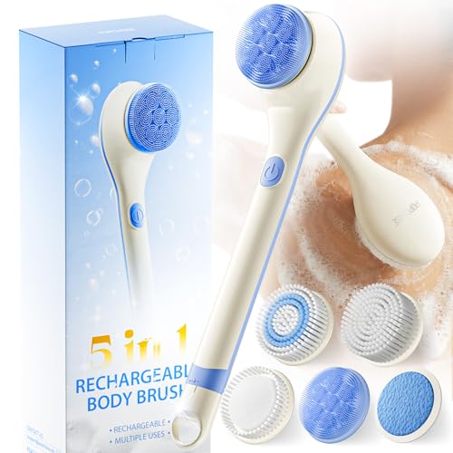 Rechargeable Electric Body Scrub Brush with Long Handle