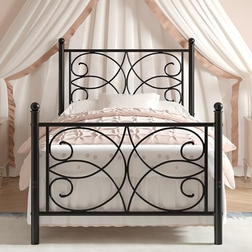 Twin Size Metal Platform Bed Frame with Headboard