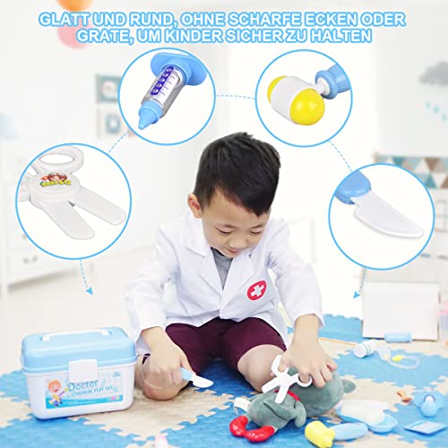 Medical Kit for Kids - 38 Pieces Doctor Pretend Play Equipment, Toy Doctor Kit for Kids, Doctor Play Set with Gift Case for Boys Girls 3 4 5 6 7 Years old Christmas Birthday Gift(blue)