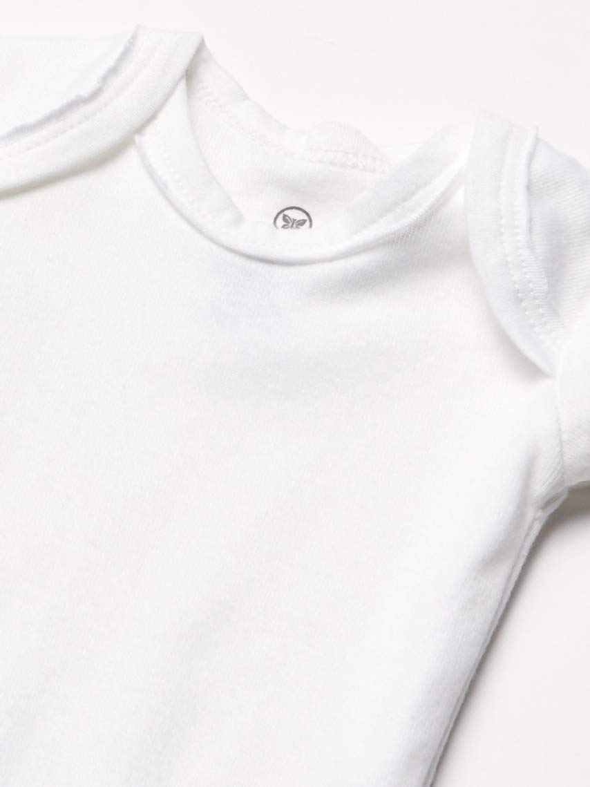 HonestBaby Baby Girls Organic Cotton Short Sleeve Bodysuits Multipack And Toddler T-Shirt Set, 5-pack Bright White, 6-9 Months US