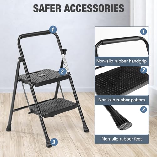 DUMOS 2-Step Heavy Duty Folding Ladder