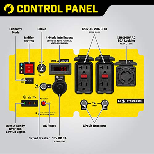 Champion Power Equipment 8750-Watt Electric Start Home Backup Portable Open Frame Inverter Generator with Quiet Technology