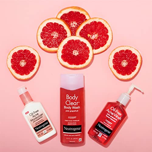 Neutrogena Body Clear Acne Treatment Body Wash with Salicylic Acid Acne Medicine, Pink Grapefruit Body Acne Cleanser to Prevent Breakouts on Back, Chest & Shoulders, 3 x 8.5 fl. oz