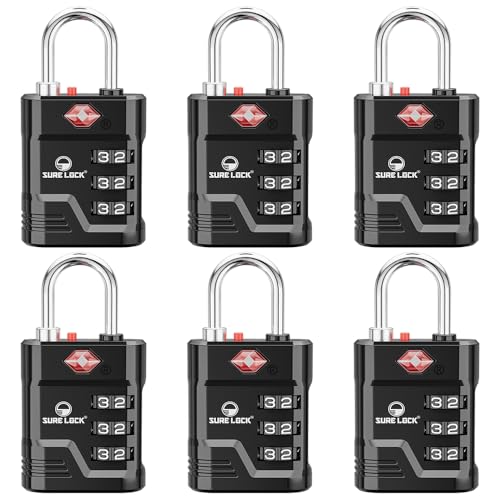 6 Pack TSA Approved Combination Luggage Locks