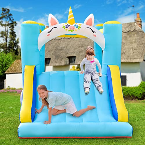 Meland Bounce House - Unicorn Inflatable Bouncer with Slide Plus Heavy Duty Blower, Jump Castle for Kids Toddlers Family Bouncy Playhouse for Indoor Outdoor Backyard Party