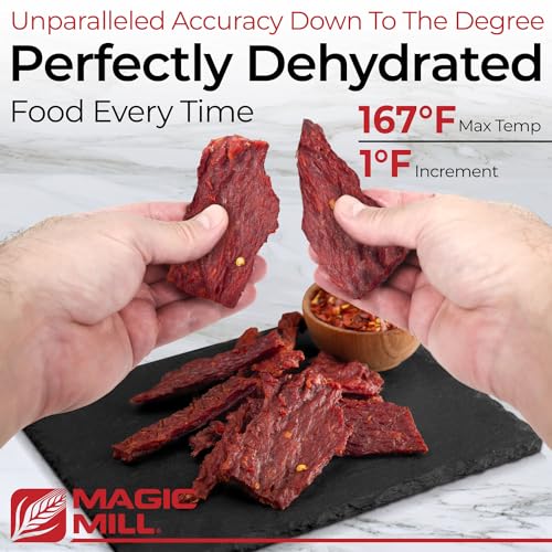 Magic Mill Pro Food Dehydrator Machine | 7 Stainless Steel Trays | Dryer for Jerky, Dog Treats, Herb, Meat, Beef, Fruit | Keep Warm Function, Digital Timer and Temperature Control, ETL Approved