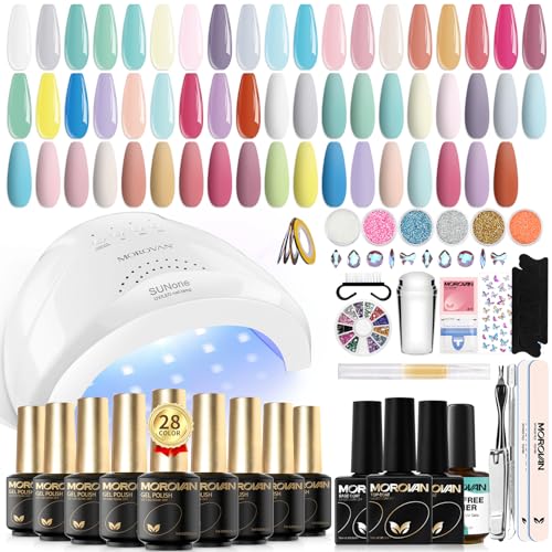Morovan 28 Color Gel Nail Polish Kit with Lamp