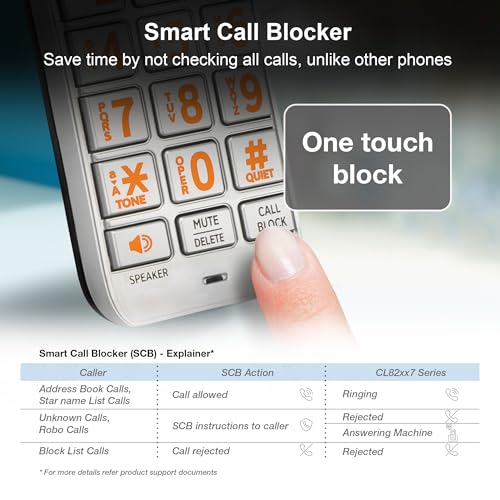 AT&T CL82407 DECT 6.0 4-Handset Cordless Phone for Home with Answering Machine, Call Blocking, Caller ID Announcer, Intercom and Long Range, Silver