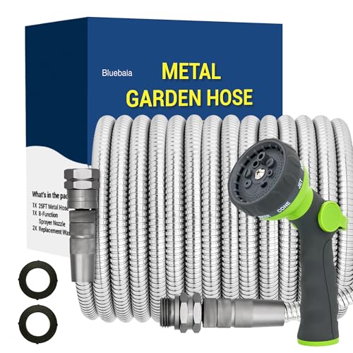 100 FT Stainless Steel Garden Hose, Heavy Duty Nozzle