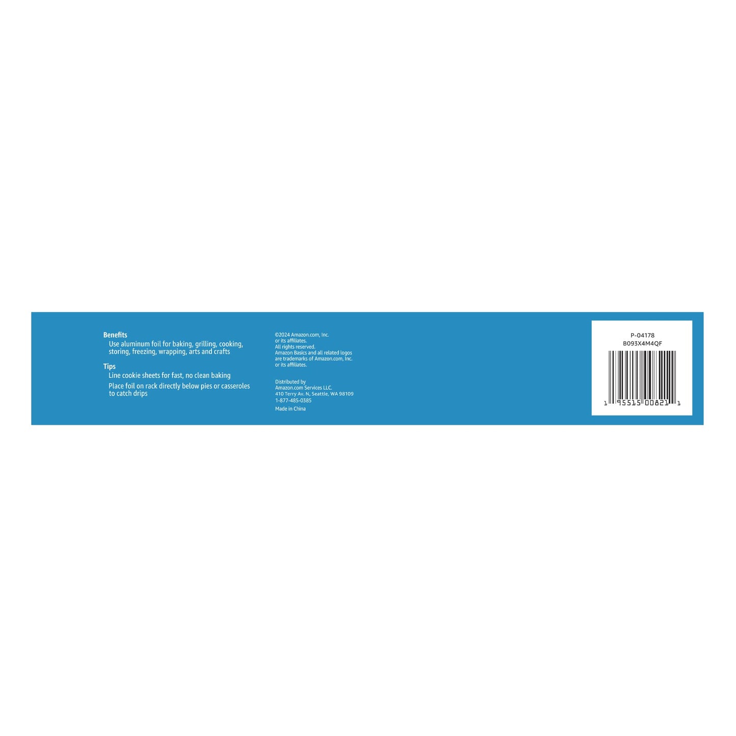 Amazon Basics Heavy Duty Aluminum Foil, 125 Sq Ft, Pack of 2