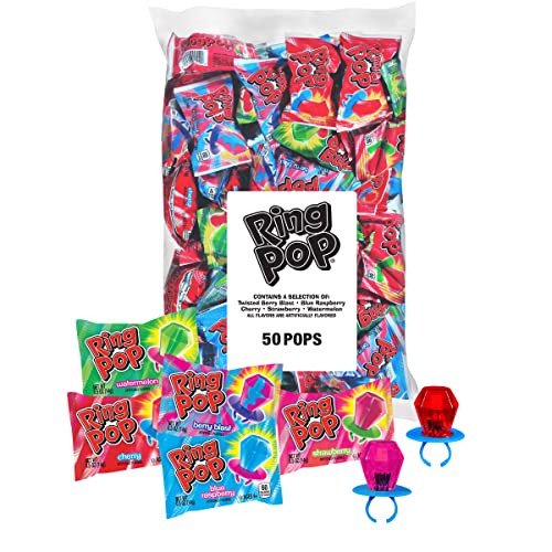 50 Count Ring Pop Halloween Lollipop Candy Variety Pack