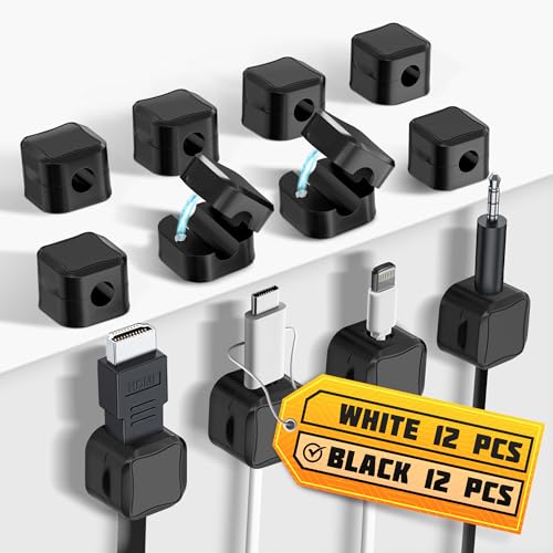 12 Pack Magnetic Cable Clips Cord Organizer