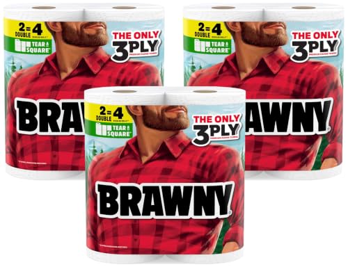 6 Double Roll Brawny Tear-A-Square Paper Towels