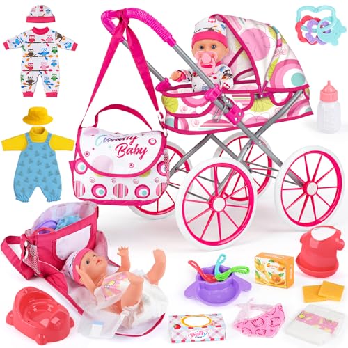 Baby Doll Stroller Playset with Doll and Accessories