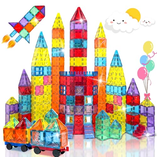 100 Piece Magnetic Tiles Building Blocks STEM Toy Set