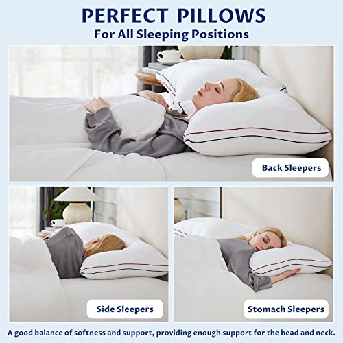 Homemate Bed Pillows for Sleeping - Standard Size(20"x26") Set of 2 Gusset Pillows Allergy Friendly Microfiber Shell Fluffy Down Alternative Filling Pillow Suitable Back Stomach or Side Sleepers