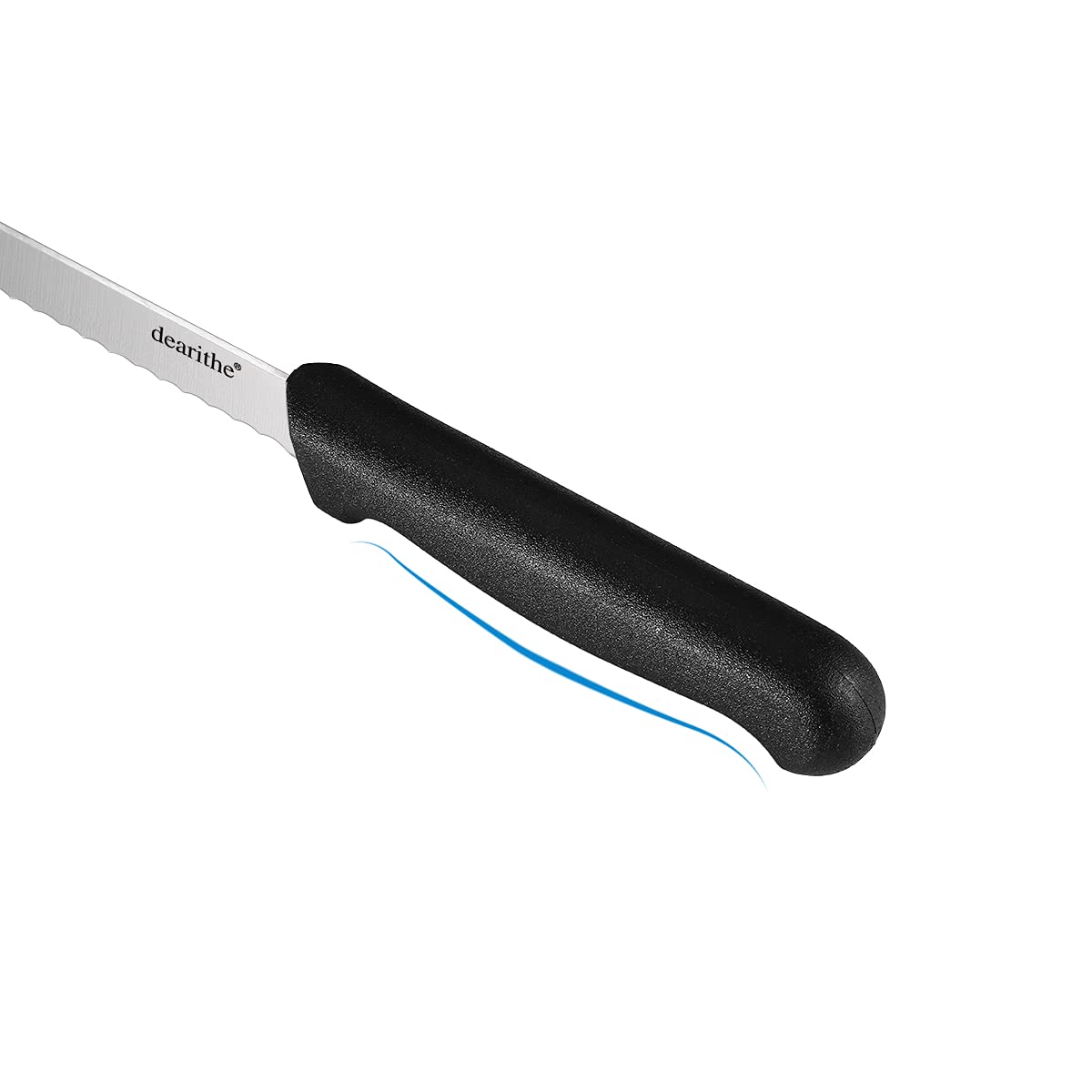 dearithe Serrated Bread Knife with Sheath, Plus a Free 304 Butter Knife,10 inch Black Stainless Steel Sharp Wavy Edge Wide Bread Cutter, For Homemade Bread, Bagels, Cake. Dishwasher Safe