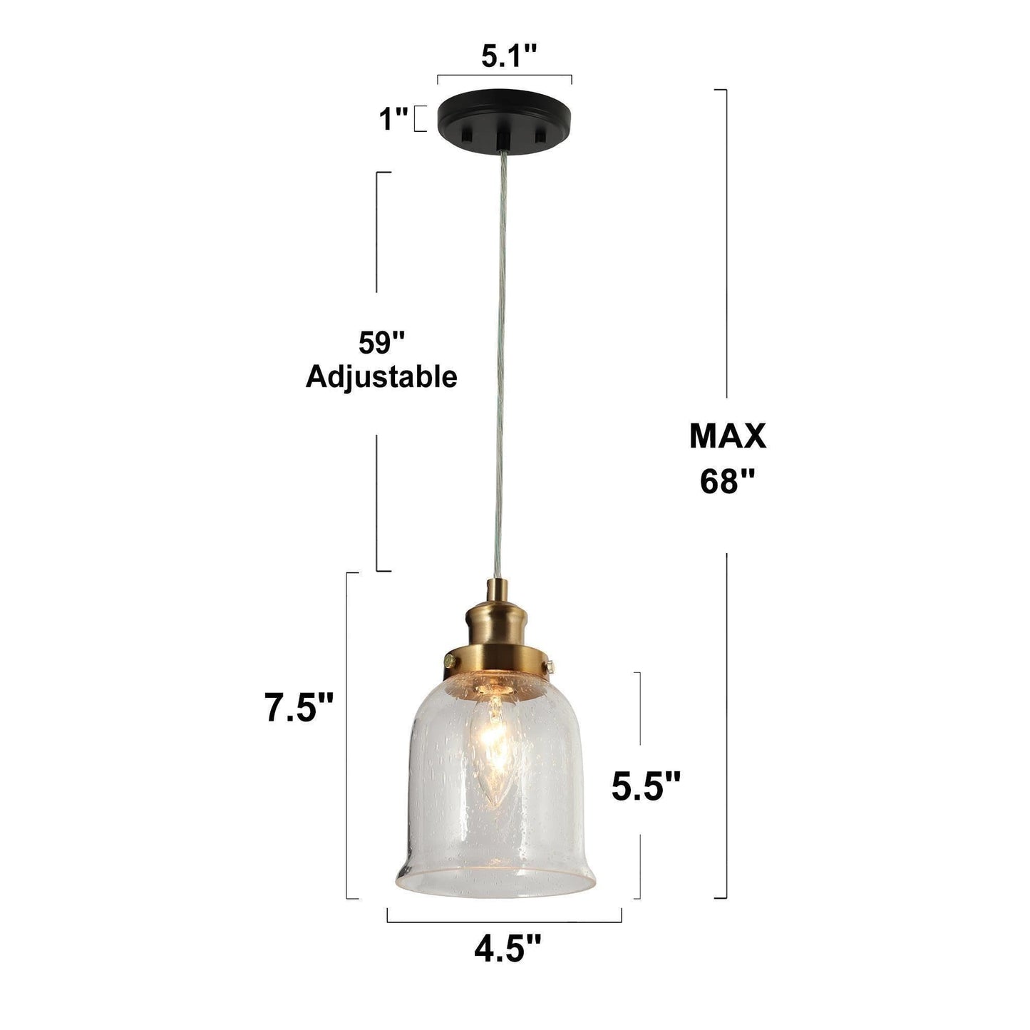 Gold Seeded Glass Pendant Light for Kitchen