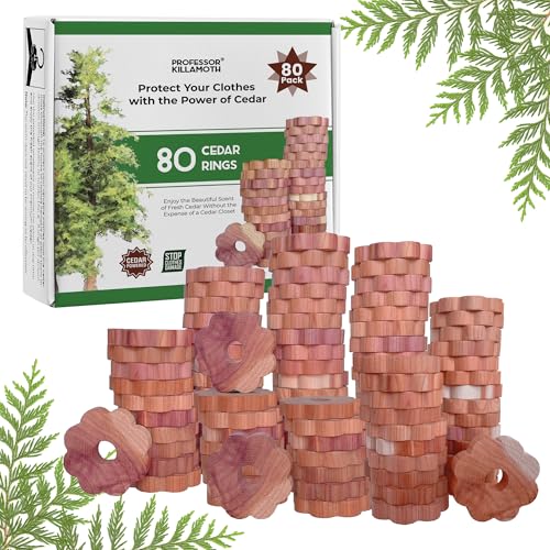 80 Pack Cedar Rings Clothes Storage Moth Repellent