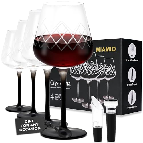 4 Pack Crystal Red Wine Glasses 16.2 oz