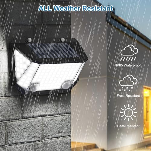 AmeriTop Solar Lights Outdoor, 4 Pack LED High Brightness Cordless Solar Motion Sensor Lights; Wider Motion Sensor, 300ยฐ Wide Angle Illumination, IP65 Waterproof, Patio Wall Light, Wall Porch Lights