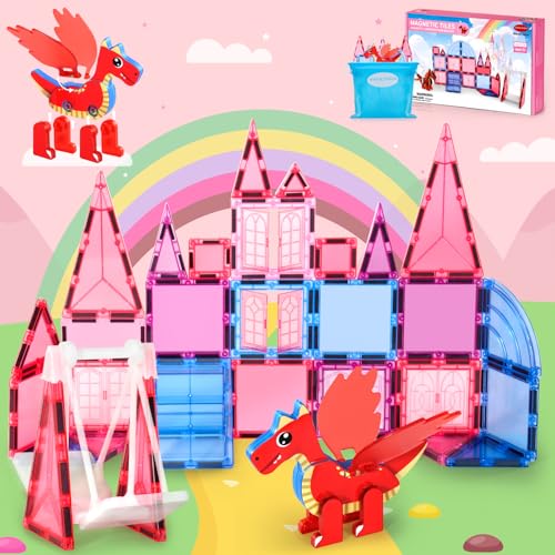 36 Piece Magnetic Tiles Princess Castle Building Set