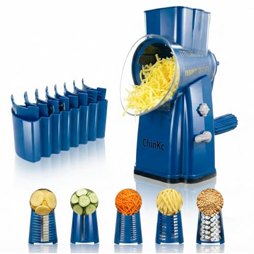 Rotary Cheese Grater Shredder with 5 Blades