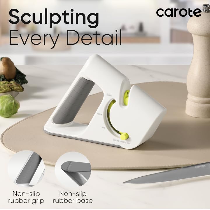 CAROTE 4-in-1 Knife Sharpener for All Blades