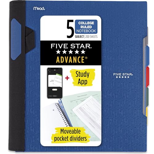 200 Sheet Five Star 5 Subject Spiral Notebook