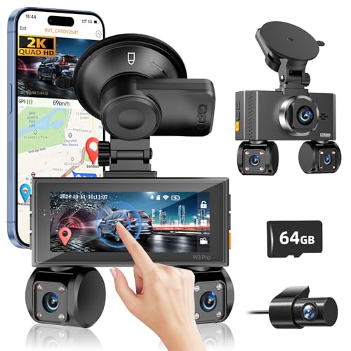 4 Channel 360° Dash Cam With APP Control 2K 3x1080P