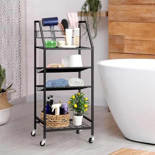 4 Tier Rolling Metal Bathroom Storage Cart