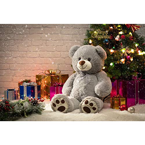HollyHOME Teddy Bear Stuffed Animal Plush Giant Teddy Bears with Footprints Big Bear 36 inch Gray