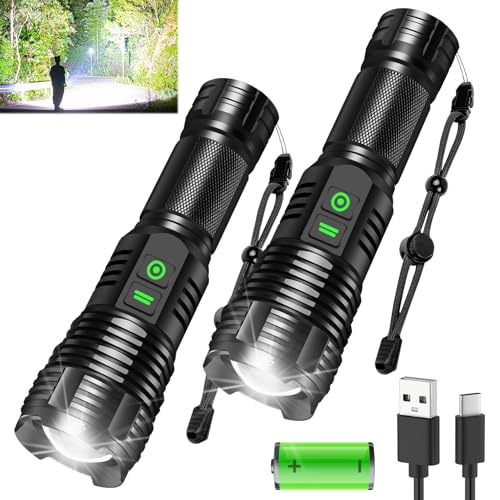 2 Pack Rechargeable High Lumen LED Tactical Flashlights