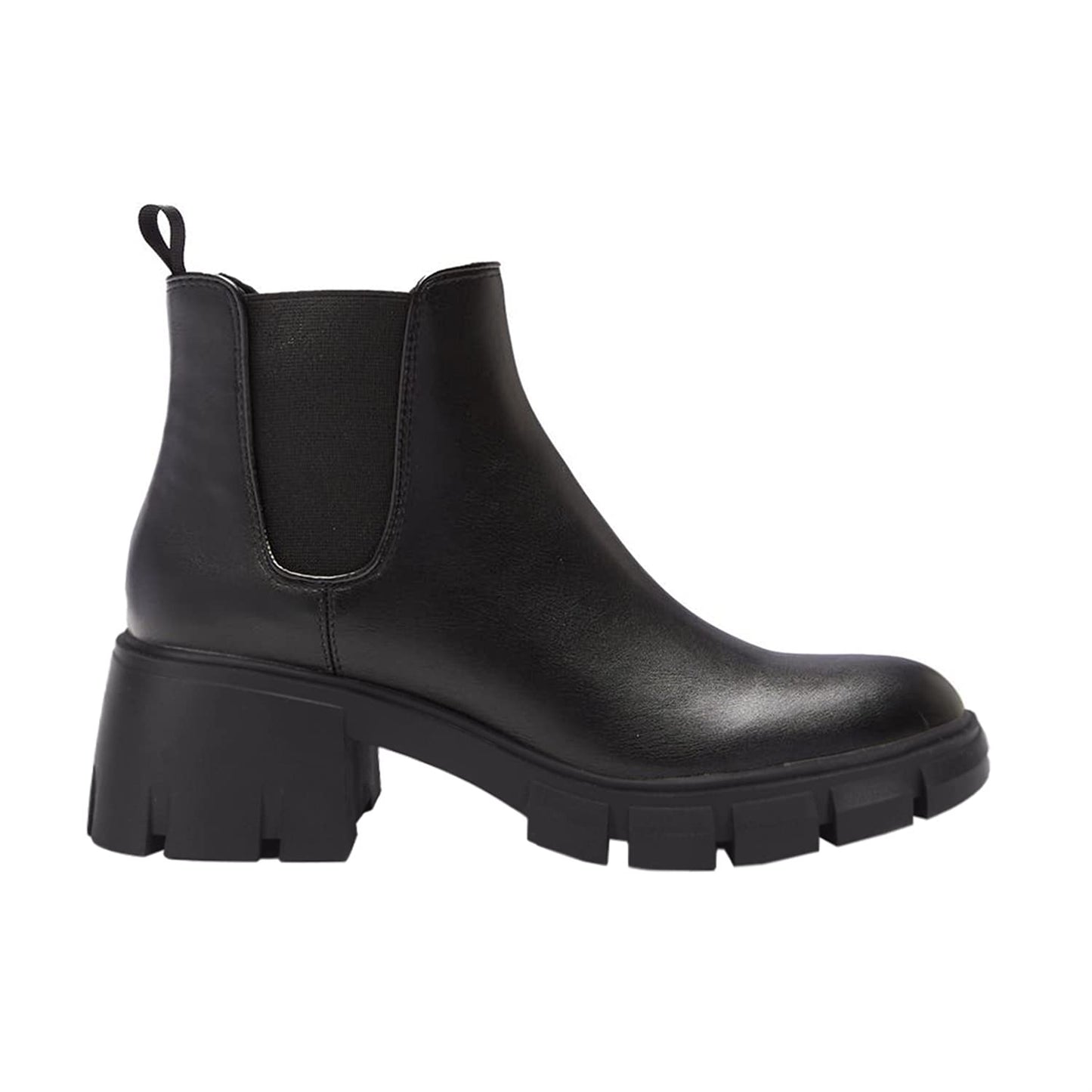Juliet Holy Womens Lug Sole Platform Ankle Booties Chelsea Slip on Chunky Block Heel Leather Combat Boots 7.5