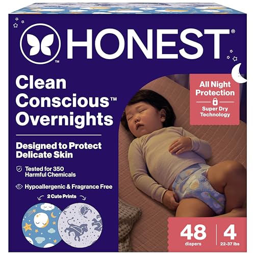 48 Count Honest Overnight Hypoallergenic Baby Diapers