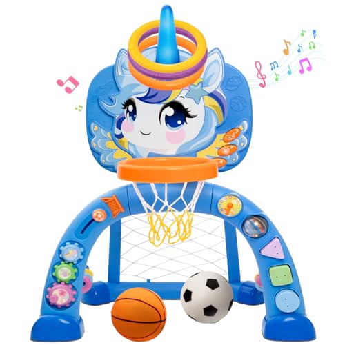 Fabeto 3-in-1 Toddler Basketball Hoop Soccer Goal