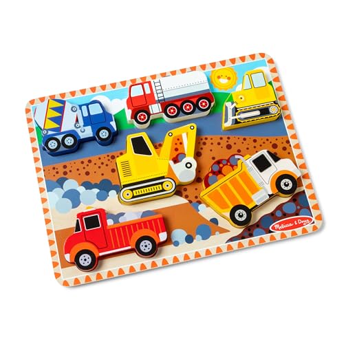 Melissa & Doug Wooden Construction Vehicles Chunky Puzzle