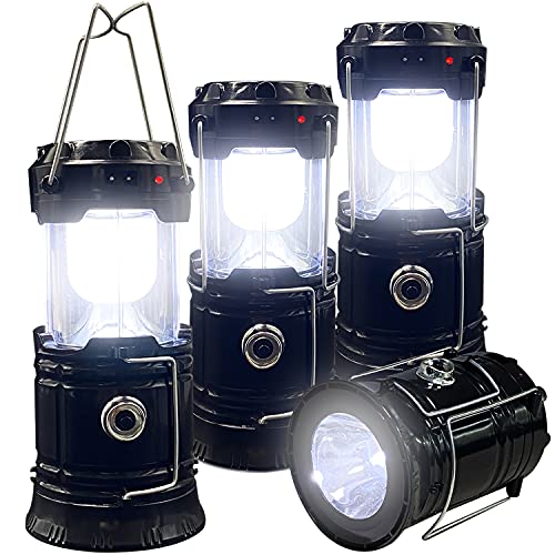 4 Pack Collapsible LED Camping Lantern Solar Rechargeable